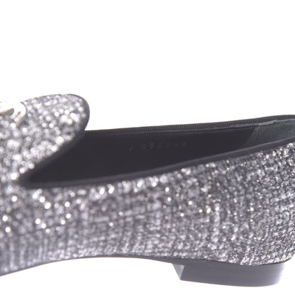 Chanel Fantasy Fabric Grosgrain CC Mocassin Loafers 37 White Black 10 of 11