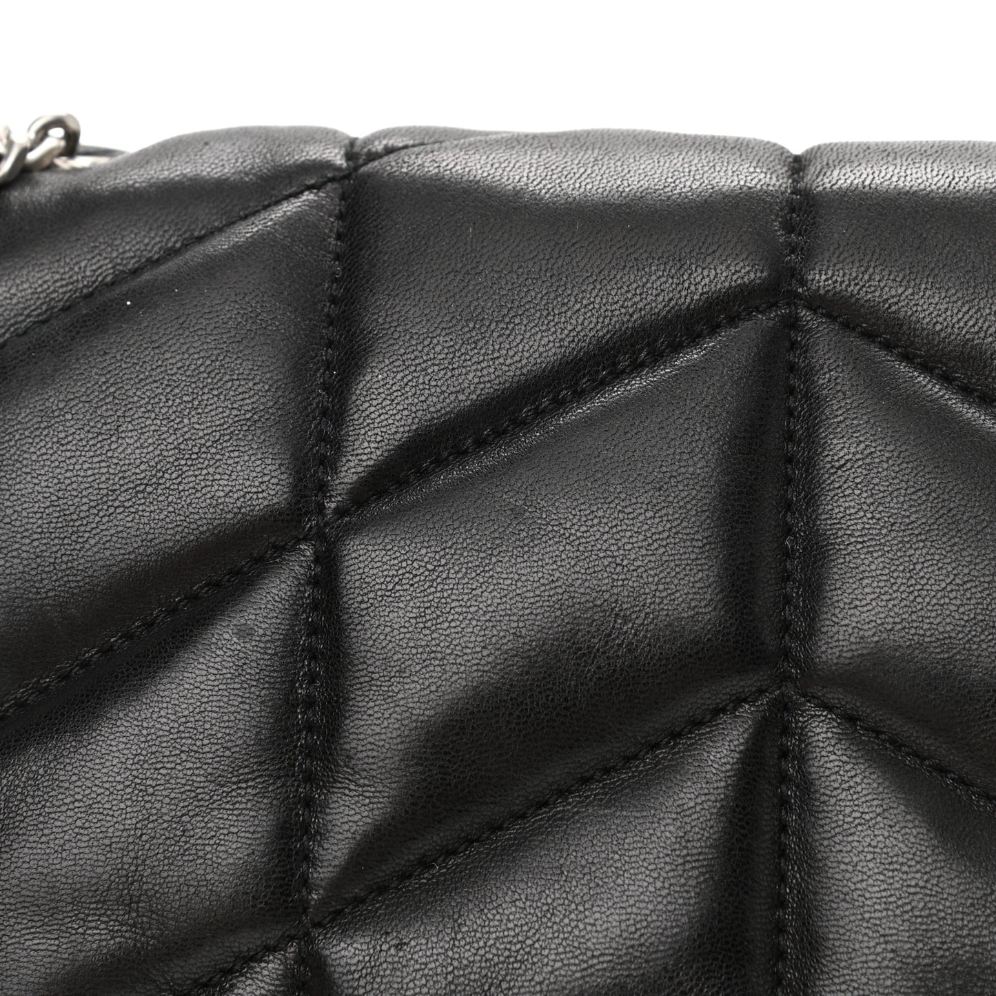 Lambskin Quilted Toy Loulou Puffer Monogram Chain Satchel Black