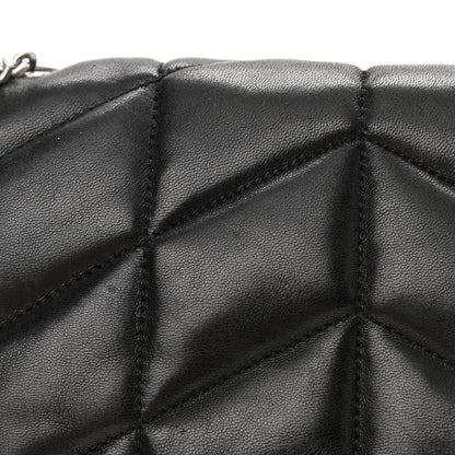 Saint Laurent Lambskin Quilted Toy Loulou Puffer Monogram Chain Satchel Black 15 of 16