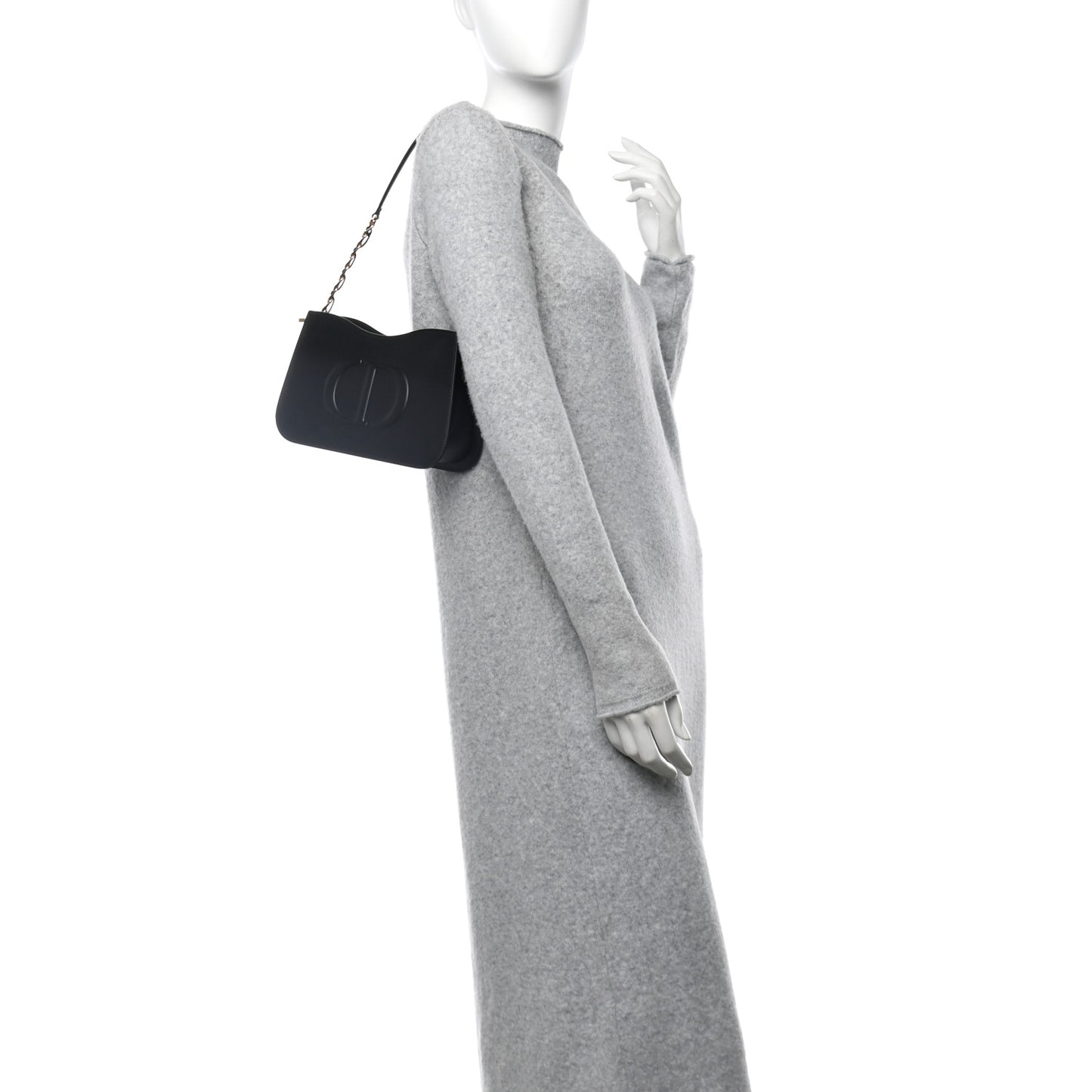 Calfskin CD Signature Mini Hobo Bag Black