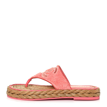 Chanel Terry Cloth Raffia CC Logo Thong Sandals 39 Pink 1 of 9