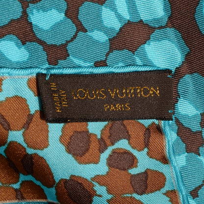 Louis Vuitton Silk Carre Leopard Scarf Blue 5 of 6