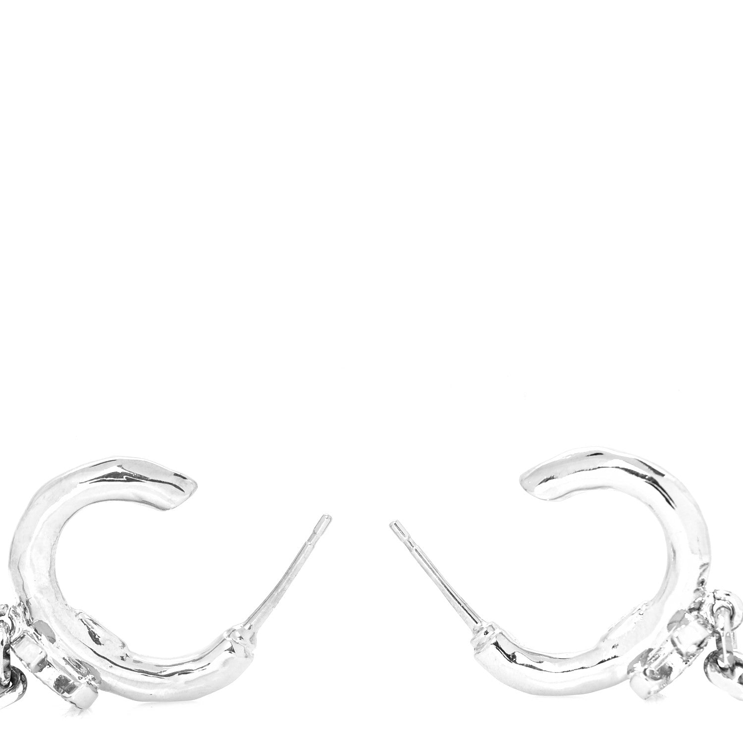 Chanel Crystal Chain CC Climber Earrings Silver 3 of 4
