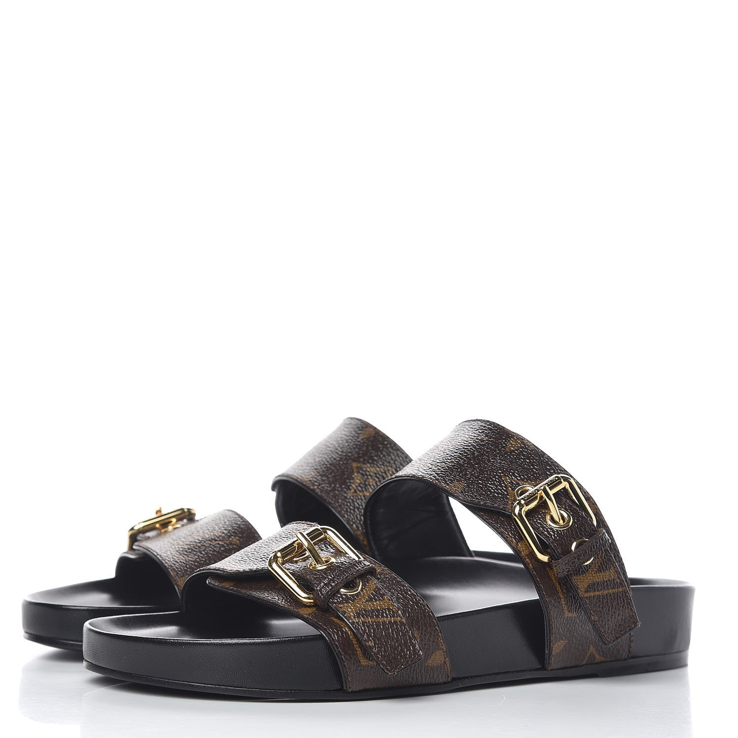Louis Vuitton Monogram Bom Dia Mule Sandals 36 Black 3 of 9