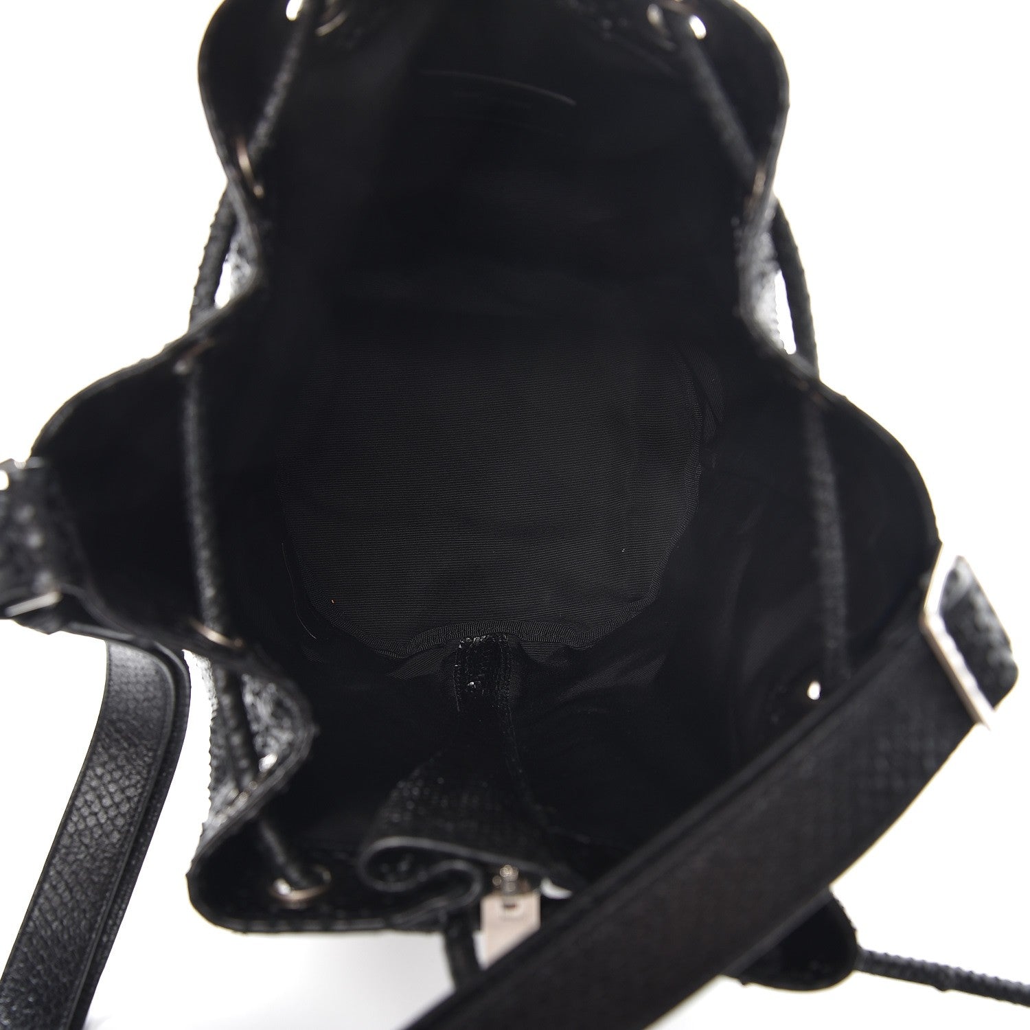 Saint Laurent Python Medium Rider Bucket Bag Black 6 of 8