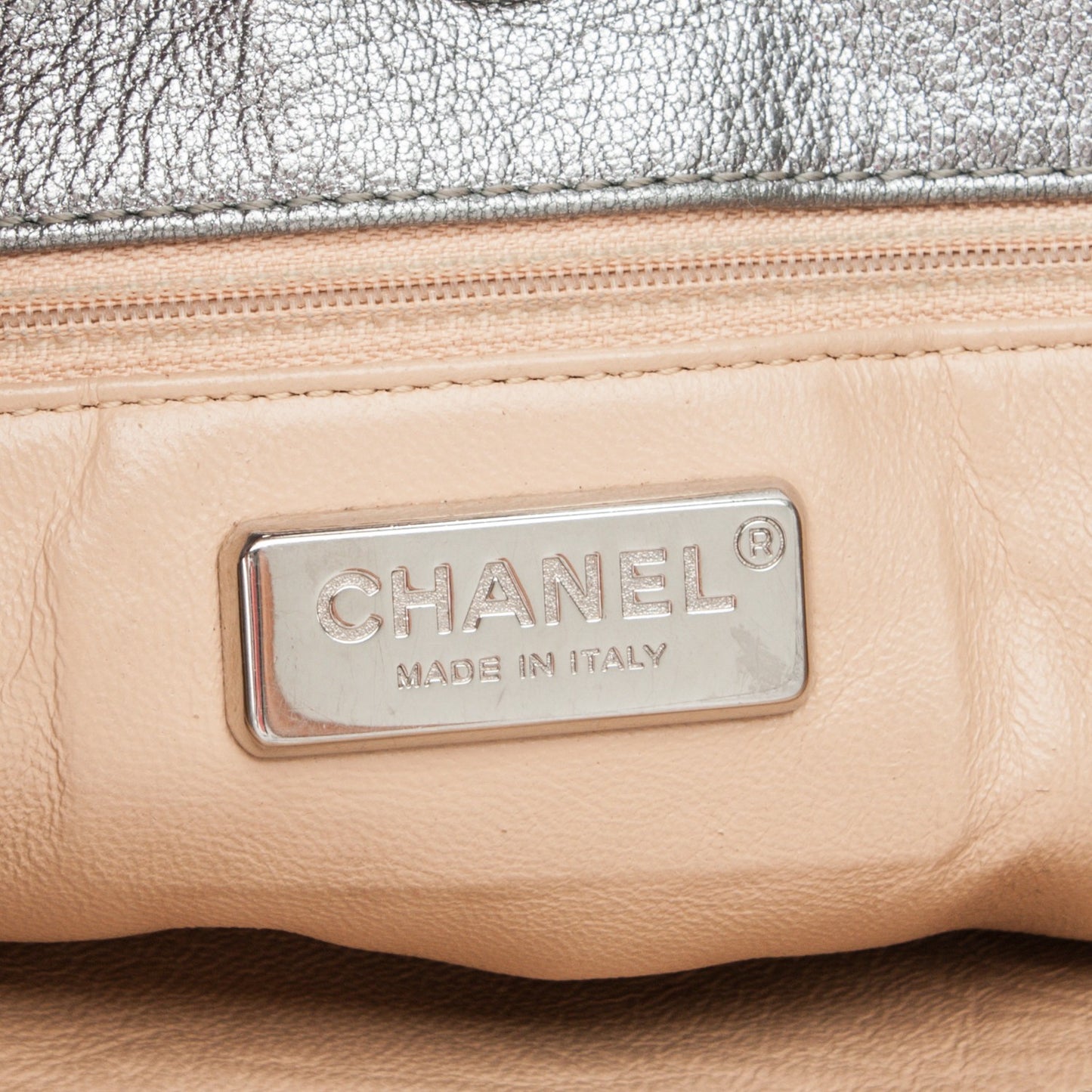 Metallic Goatskin Luxe Ligne Tote Silver