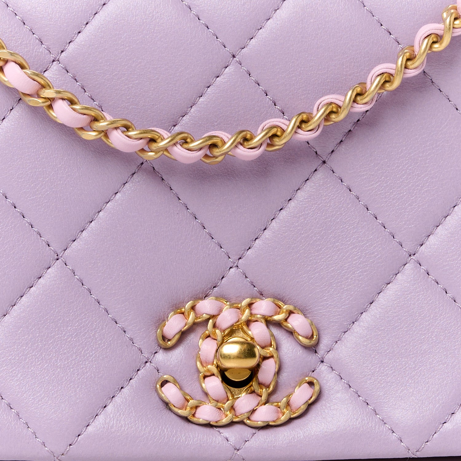 Chanel Lambskin Quilted Braided CC Small Flap Lilac 8 of 11