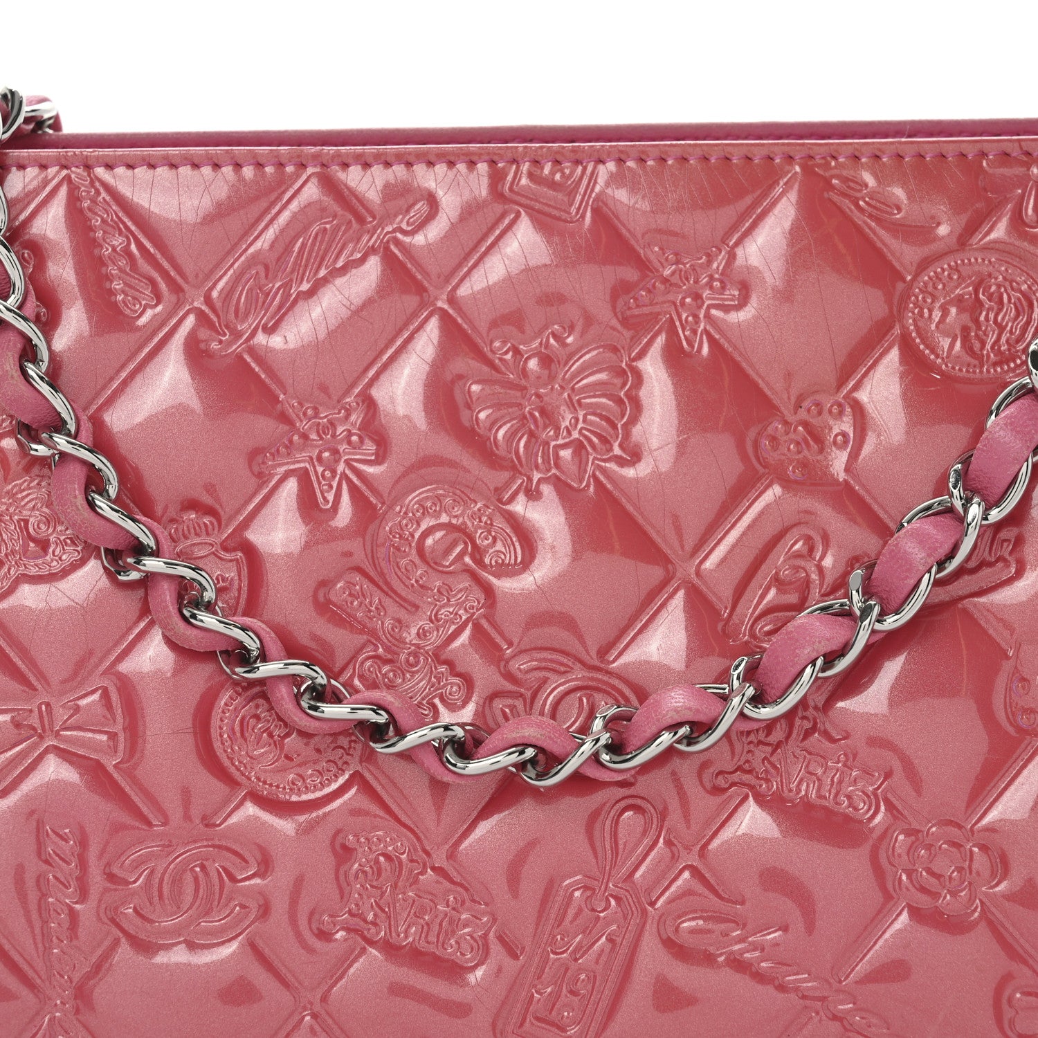 Chanel Patent Calfskin Lucky Symbols Pochette Hot Pink 8 of 10