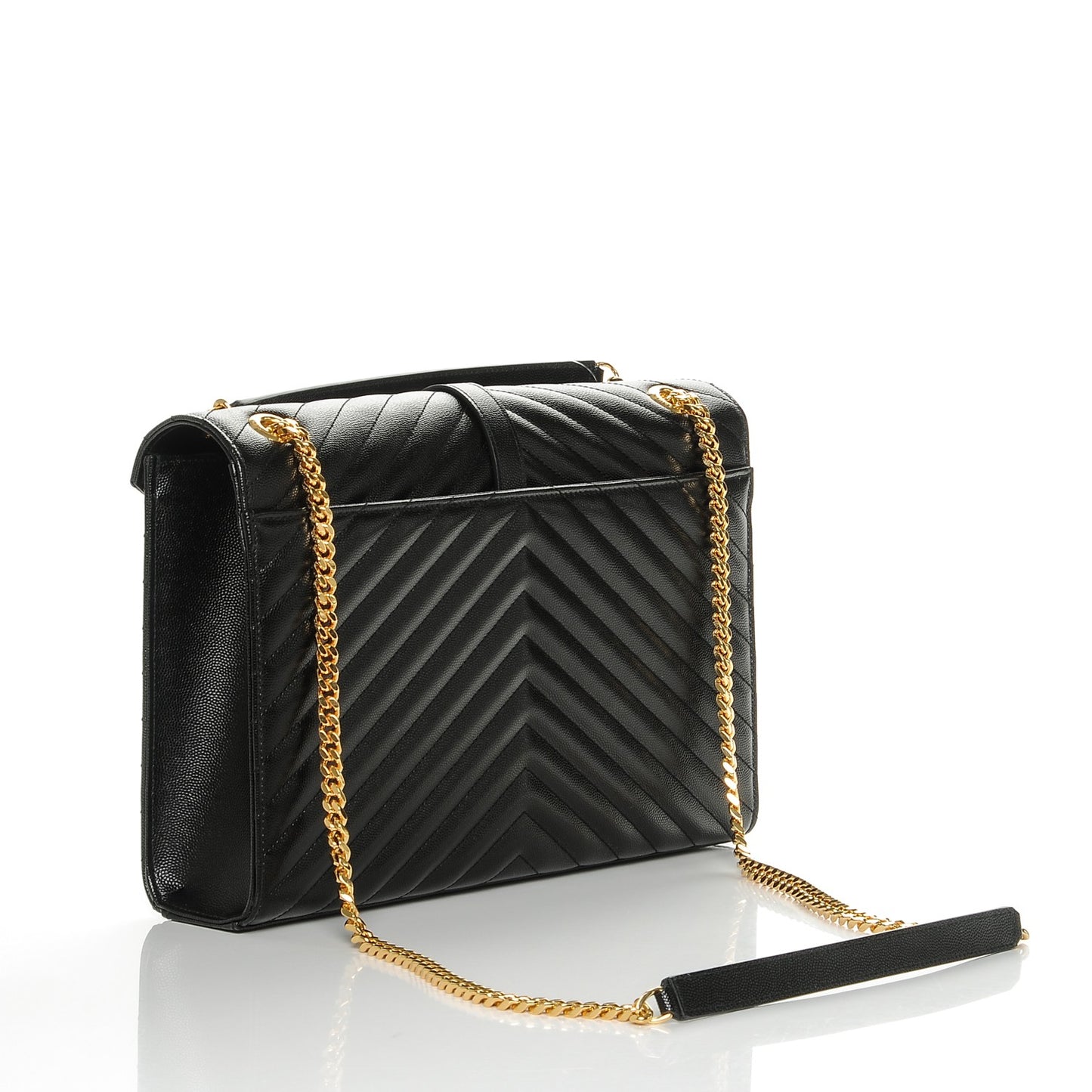 Grain De Poudre Matelasse Chevron Large Monogram Satchel Black