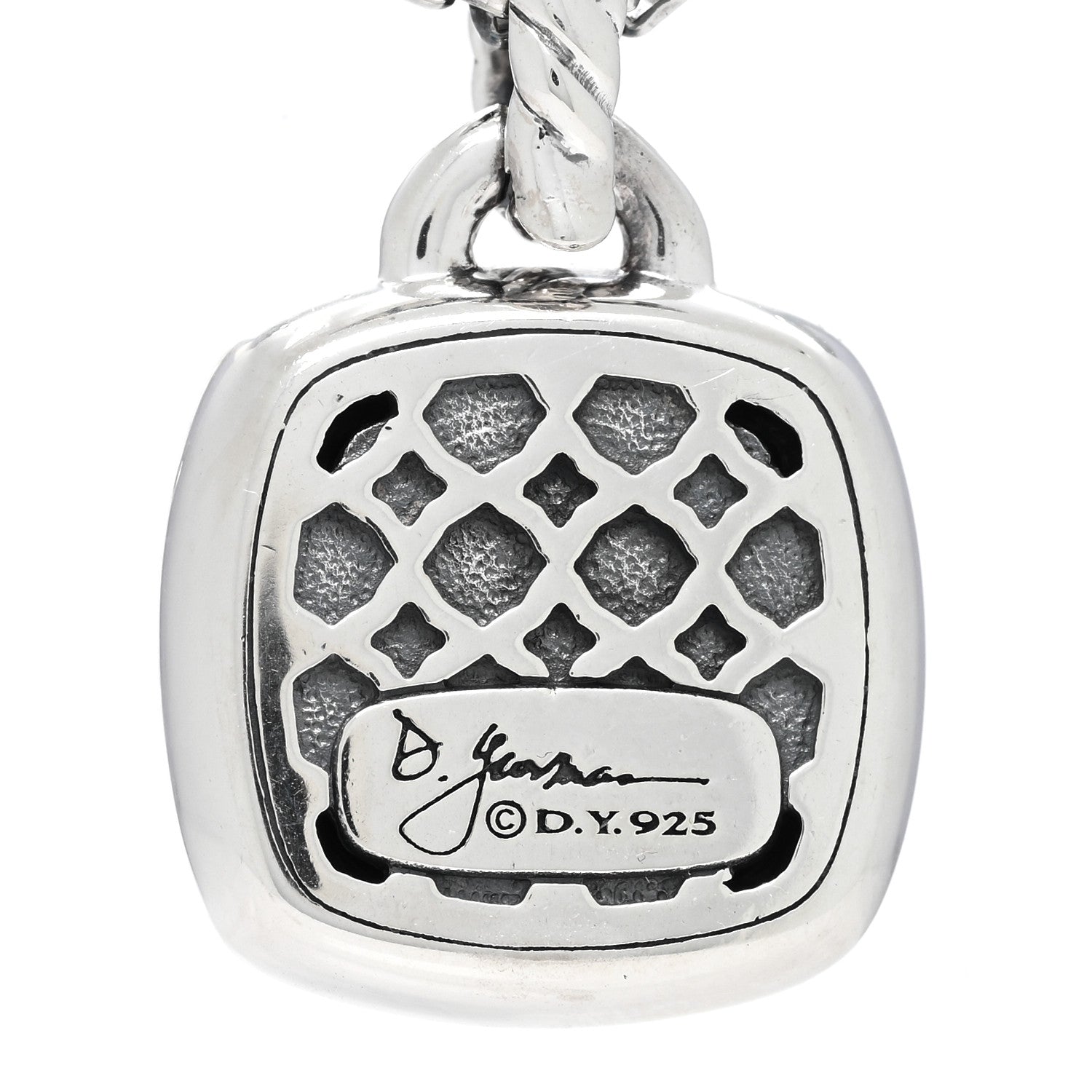 David Yurman Sterling Silver 14K Yellow Gold Diamond Black Orchid 14mm Albion Pendant Necklace 5 of 5