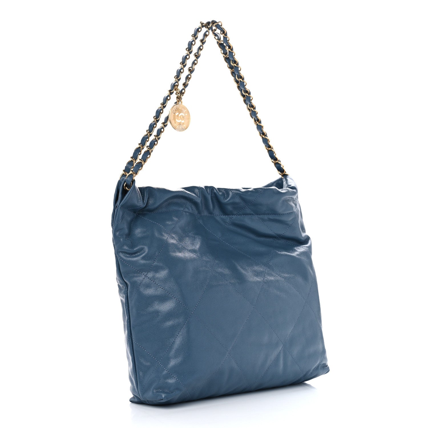 Chanel Shiny Caviar Quilted Monochrome Small Chanel 22 Blue 4 of 11