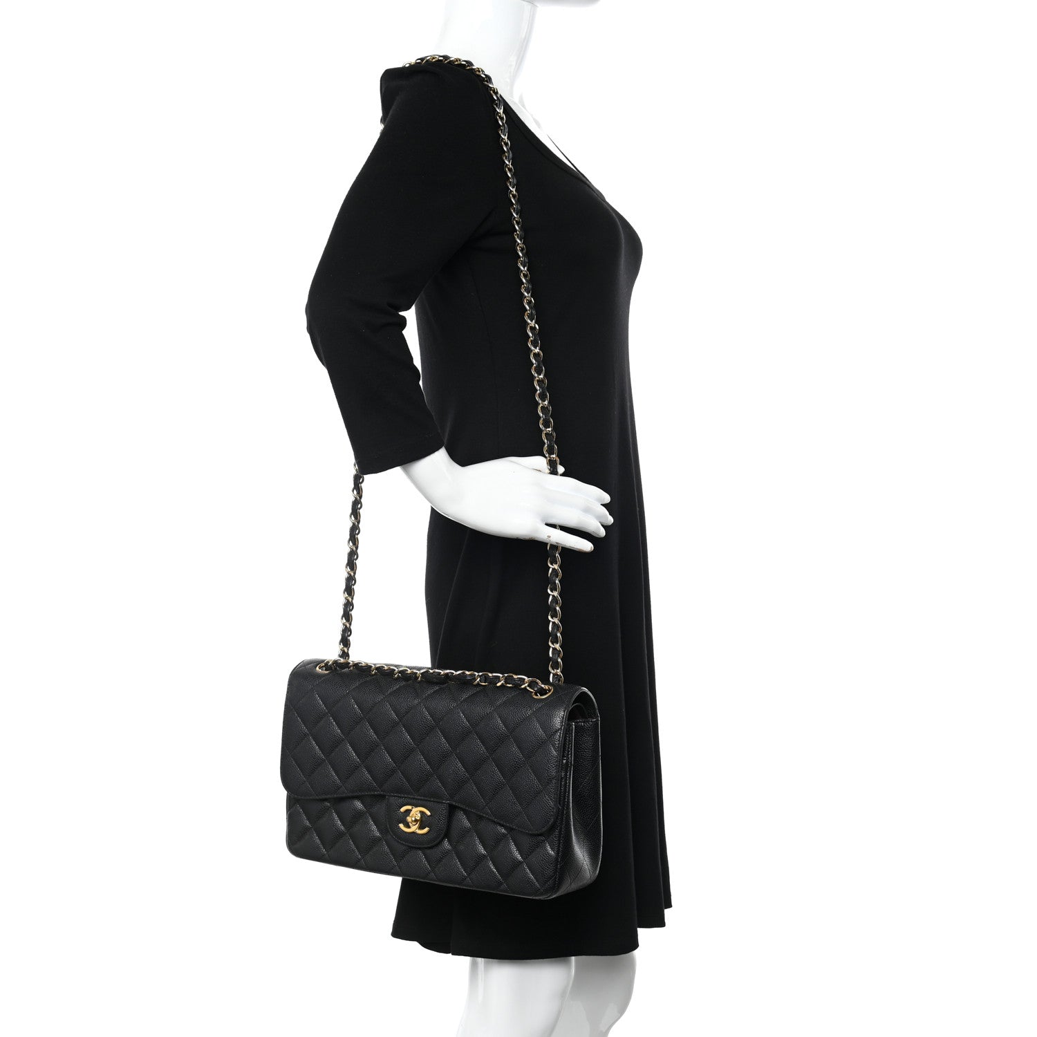 Chanel Caviar Quilted Jumbo Double Flap Black 2 of 10