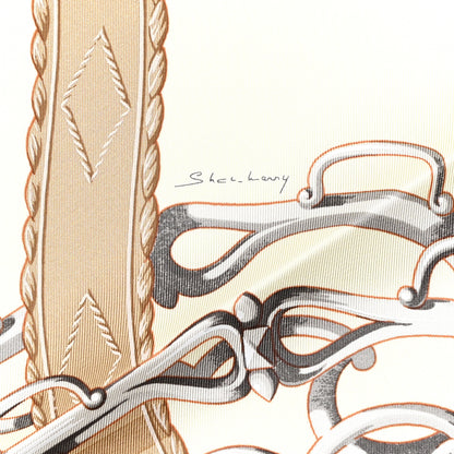 Hermes Silk Lift Profile Scarf 90 Creme Beige Gris 7 of 10