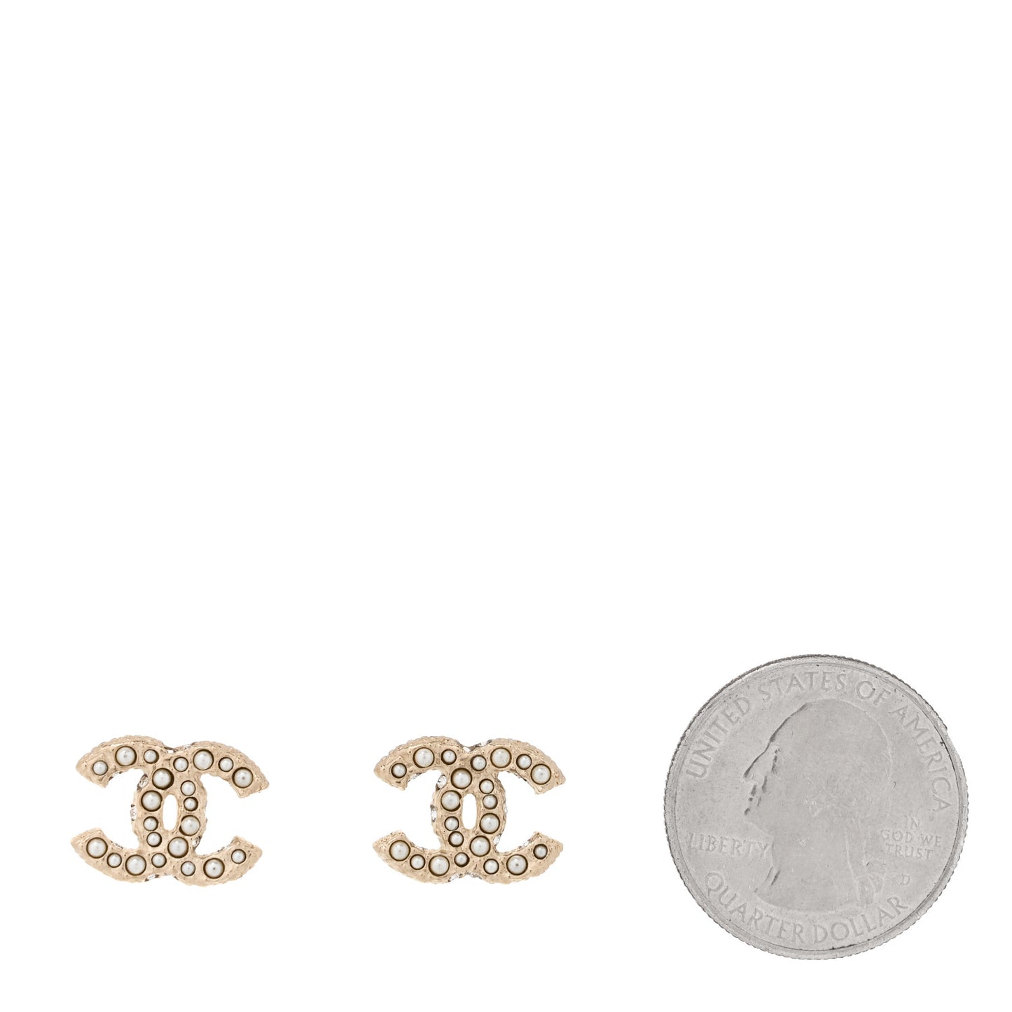 Pearl Crystal CC Earrings Light Gold