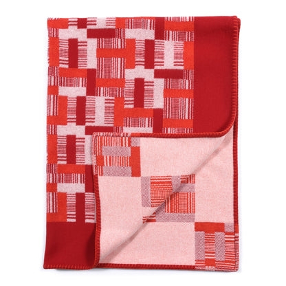 Hermes Wool Cashmere Avalon Paper Block Blanket Tangerine Carmin 2 of 2