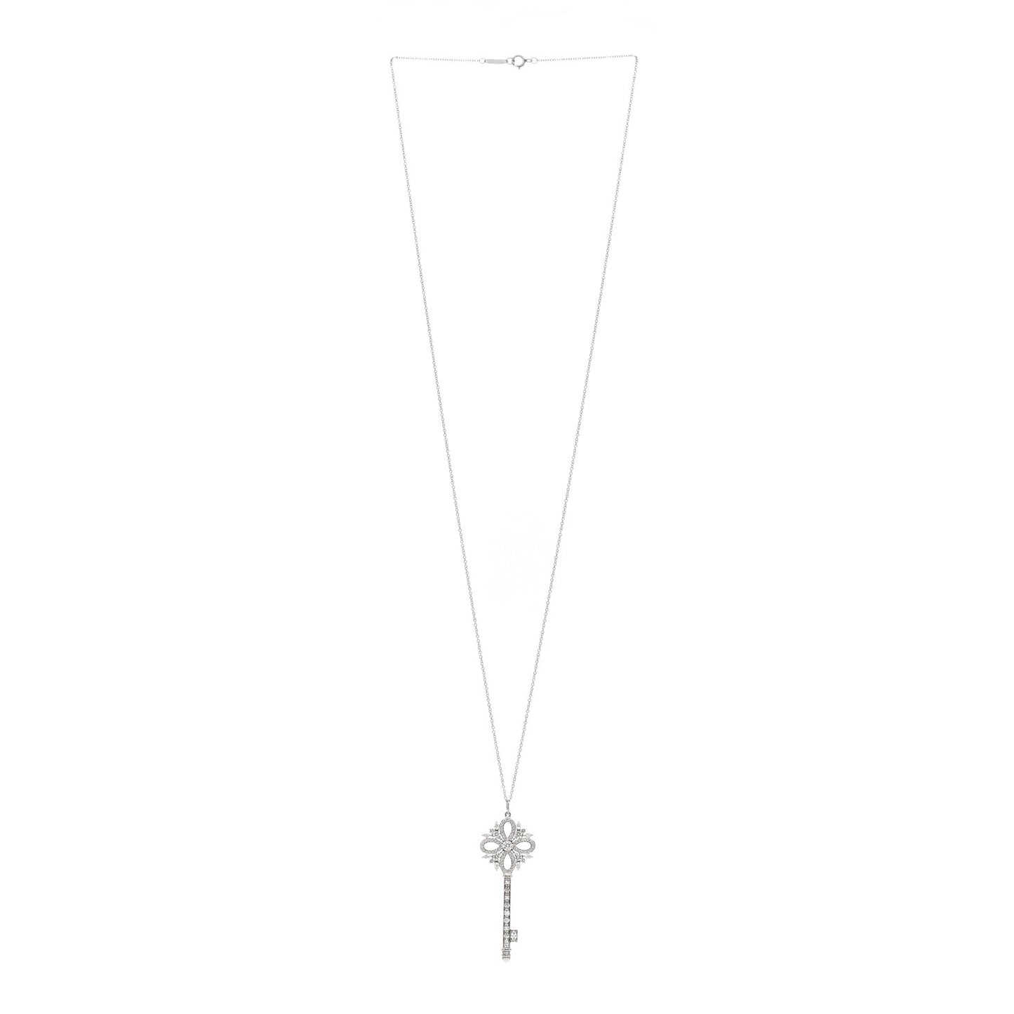 Platinum Diamond Victoria Key Pendant Necklace