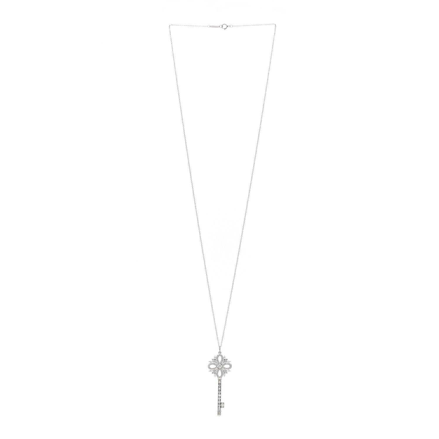 Tiffany Platinum Diamond Victoria Key Pendant Necklace 3 of 5