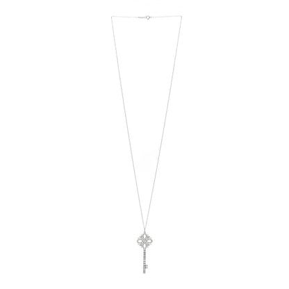 Tiffany Platinum Diamond Victoria Key Pendant Necklace 3 of 5