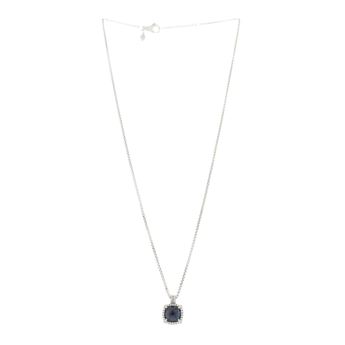 Sterling Silver Diamond Black Orchid 9mm Chatelaine Pave Bezel Pendant Necklace