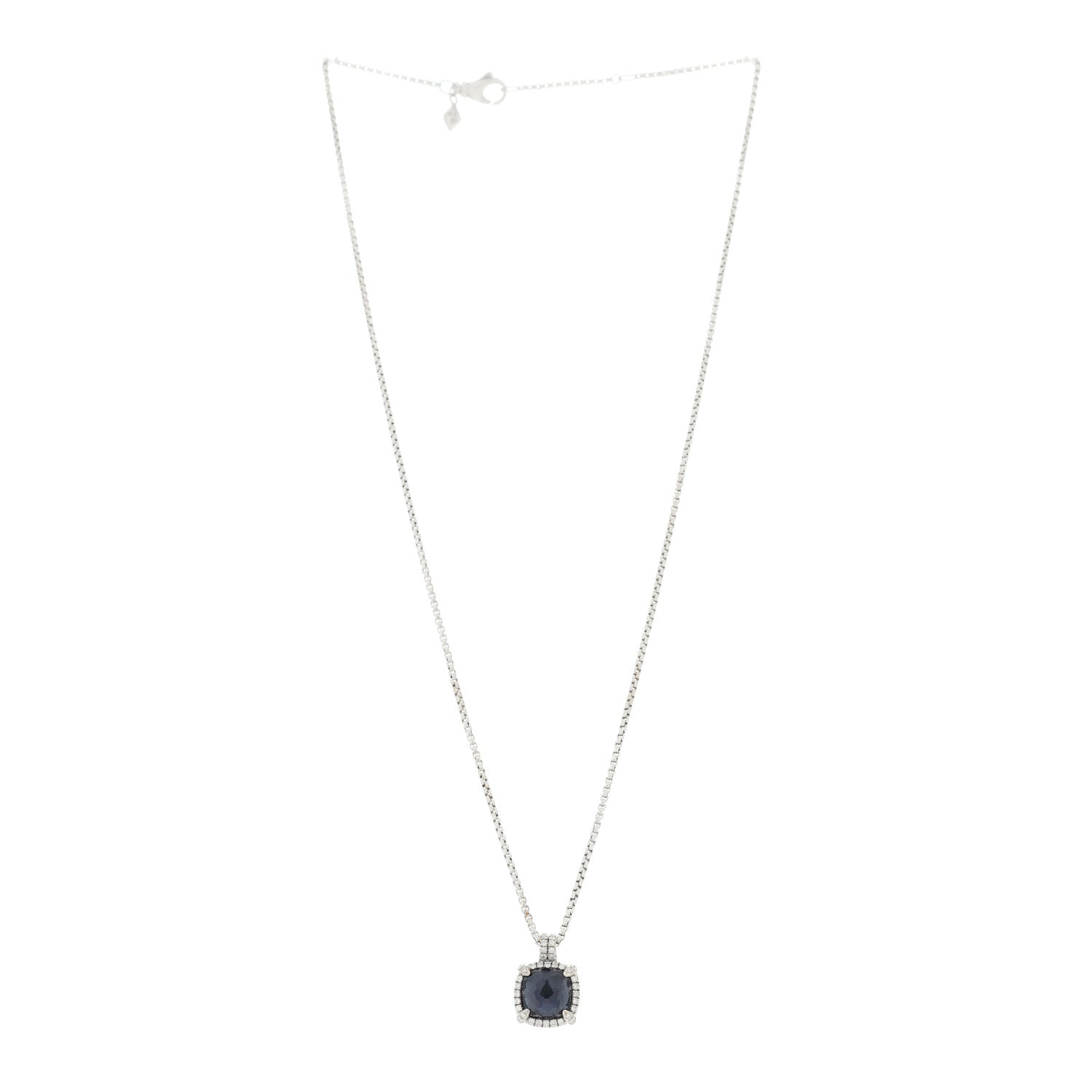 David Yurman Sterling Silver Diamond Black Orchid 9mm Chatelaine Pave Bezel Pendant Necklace 3 of 6