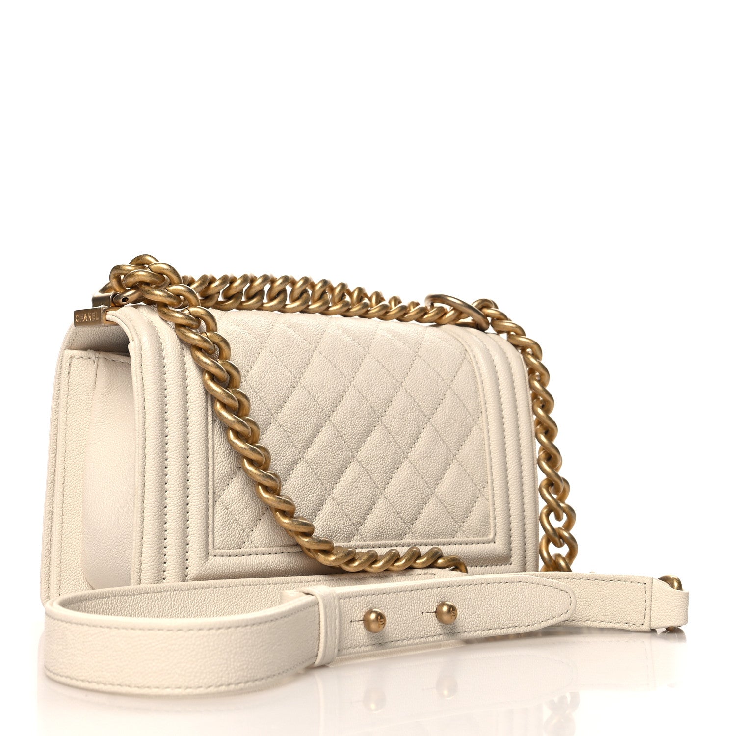 Chanel Caviar Quilted Small Boy Flap White 3 of 10