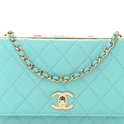 Chanel Lambskin Quilted Trendy CC Wallet On Chain WOC Turquoise 9 of 12
