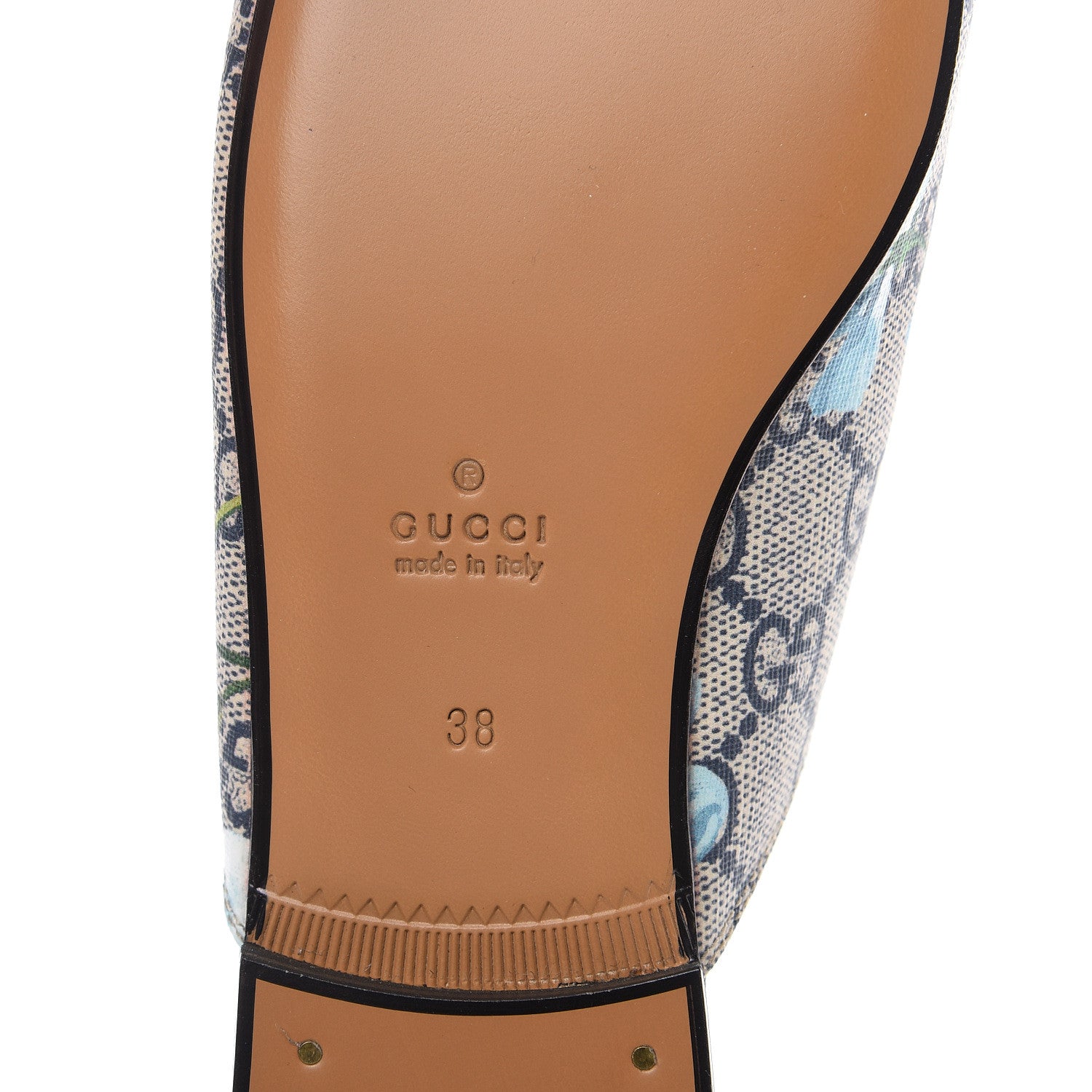 Gucci GG Supreme Monogram Blooms Womens Princetown Slippers 38 Beige Blue Navy Hibiscus Red 8 of 9