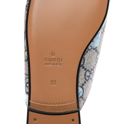 Gucci GG Supreme Monogram Blooms Womens Princetown Slippers 38 Beige Blue Navy Hibiscus Red 8 of 9