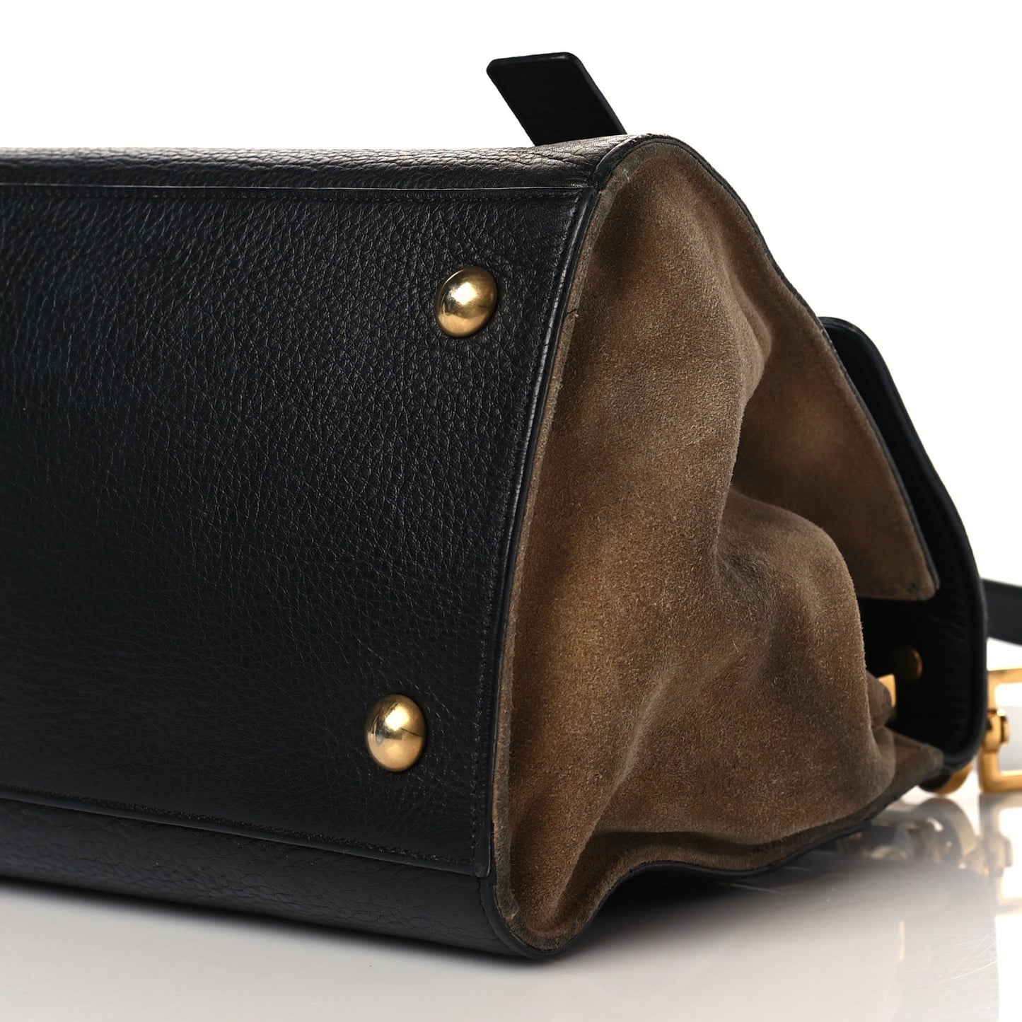 Calfskin Suede Small Muse Two Black Beige