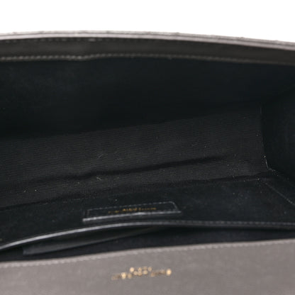 Saint Laurent Grain De Poudre Textured Mixed Matelasse Triquilt Medium Monogram Satchel Fog 5 of 9