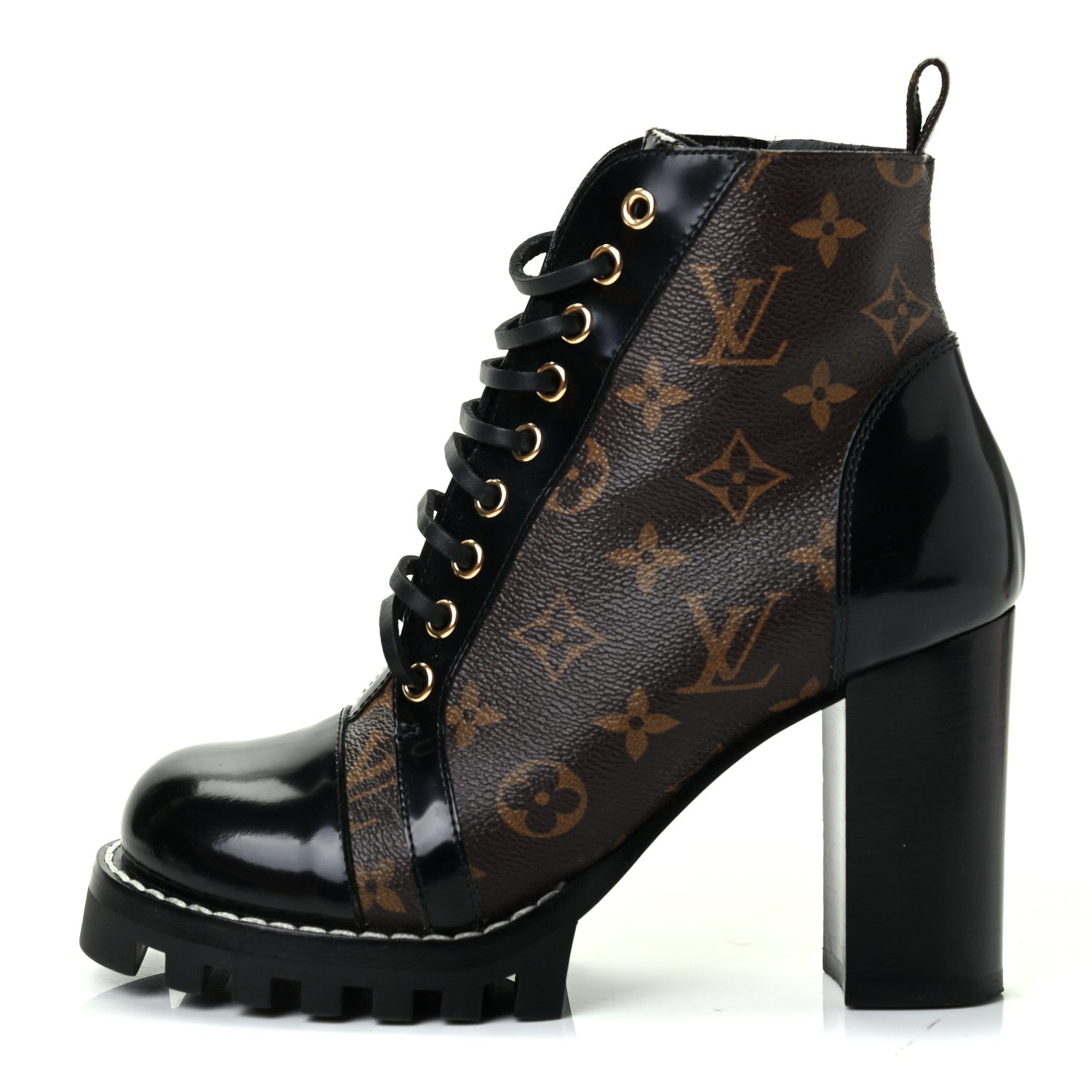 Louis Vuitton Patent Calfskin Monogram Star Trail Ankle Boots 37.5 Black 1 of 10