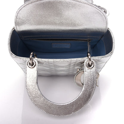 Christian Dior Metallic Grained Calfskin Cannage Small Lucky Badges My Lady Dior Silver 5 of 8