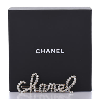 Chanel Metal Glass Swirling Pearls Hair Clip Gold 5 of 5