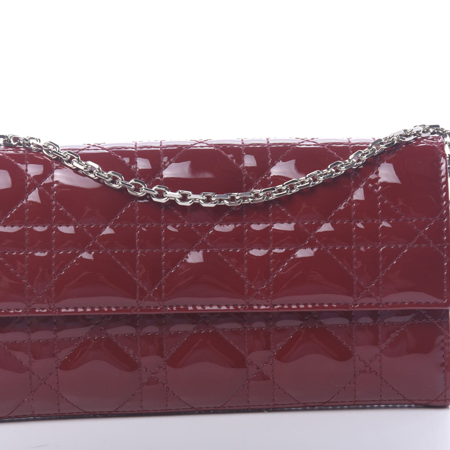 Patent Cannage Lady Dior Rendezvous Wallet On Chain Red