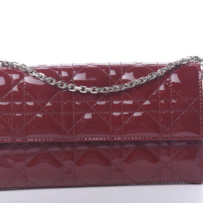 Christian Dior Patent Cannage Lady Dior Rendezvous Wallet On Chain Red 7 of 10