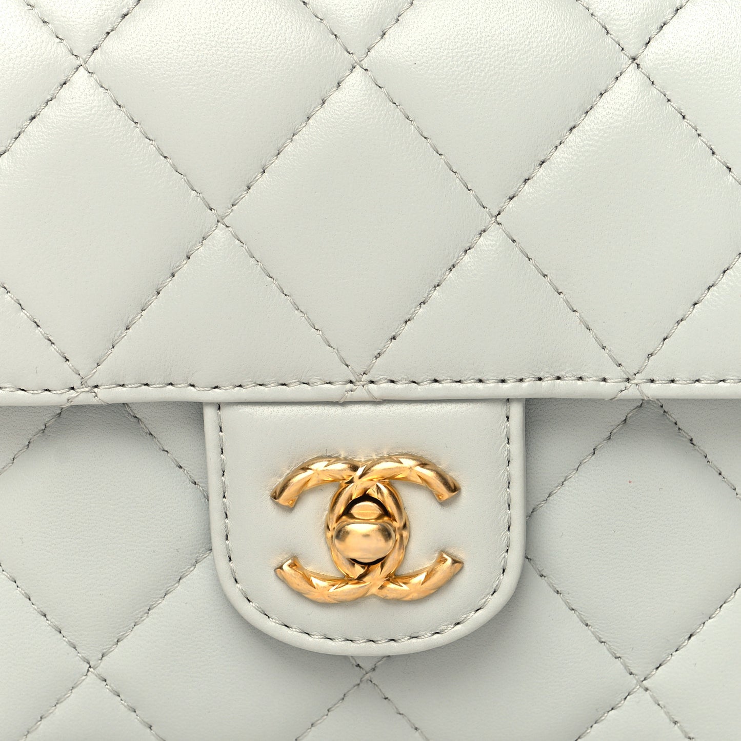 Lambskin Handle Crush Top Handle Flap Bag Grey