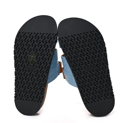 Hermes Denim Calfskin Womens Chypre Sandals 36 Bleu Clair Naturel 5 of 8