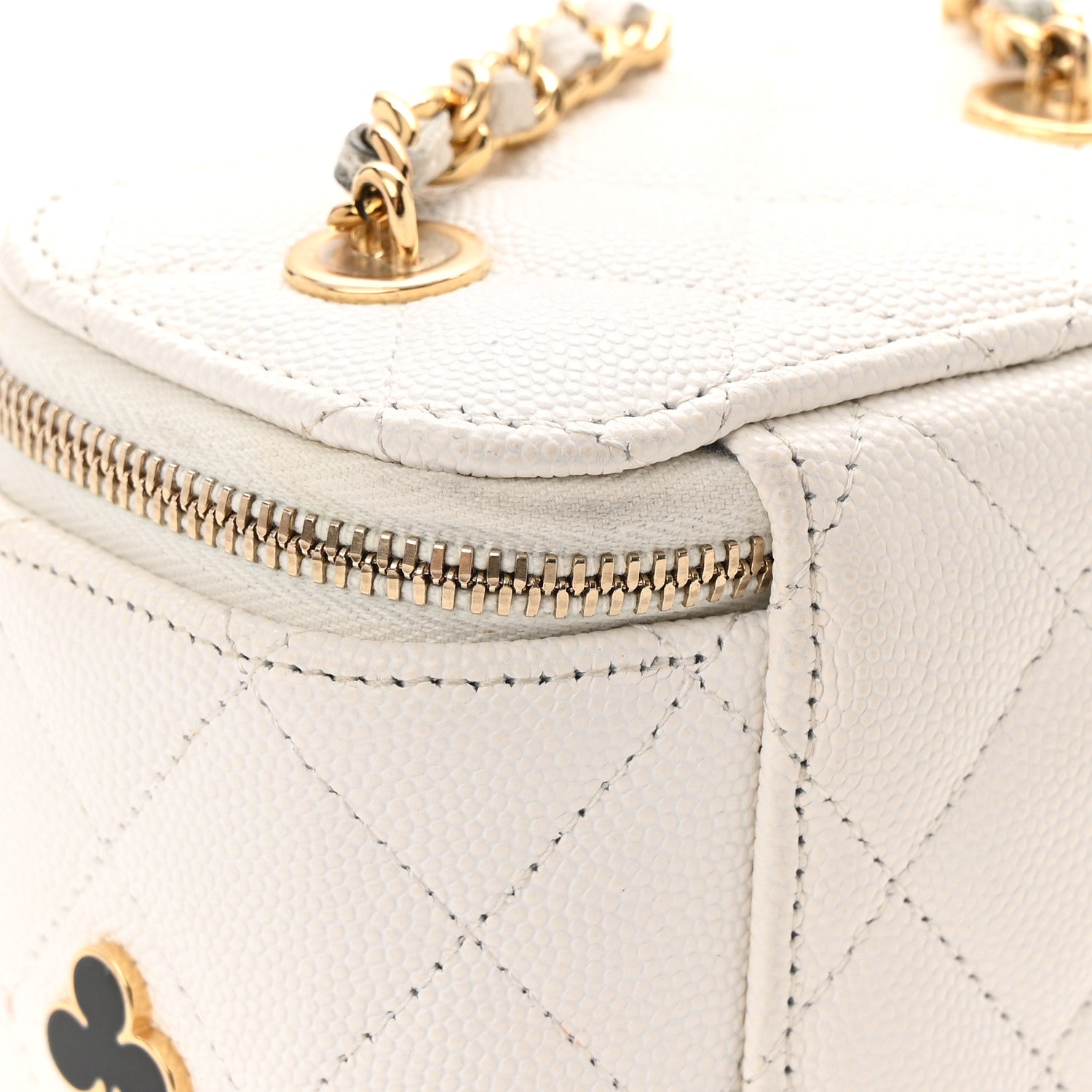 Chanel Caviar Quilted Enamel Coco Casino Mini Vanity Case With Chain White 17 of 17