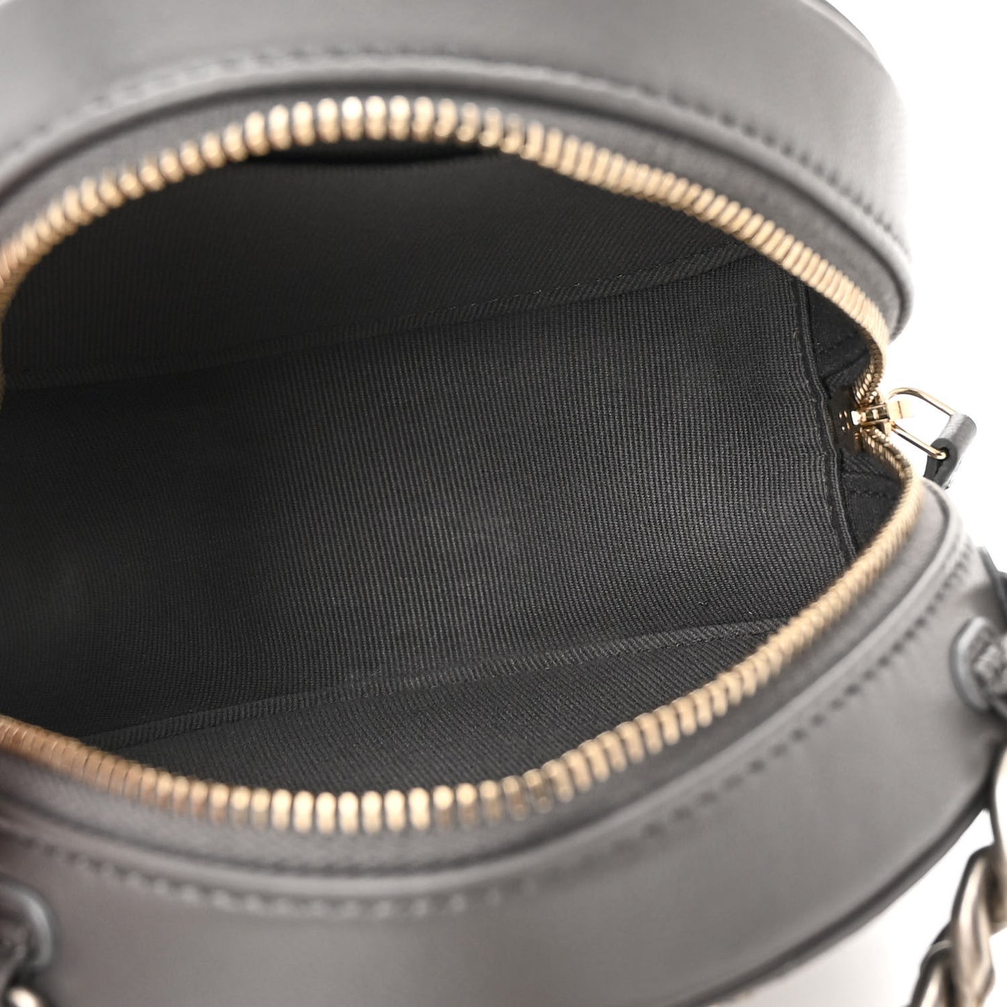 Lambskin Quilted Chanel 19 Round Clutch With Chain Grey
