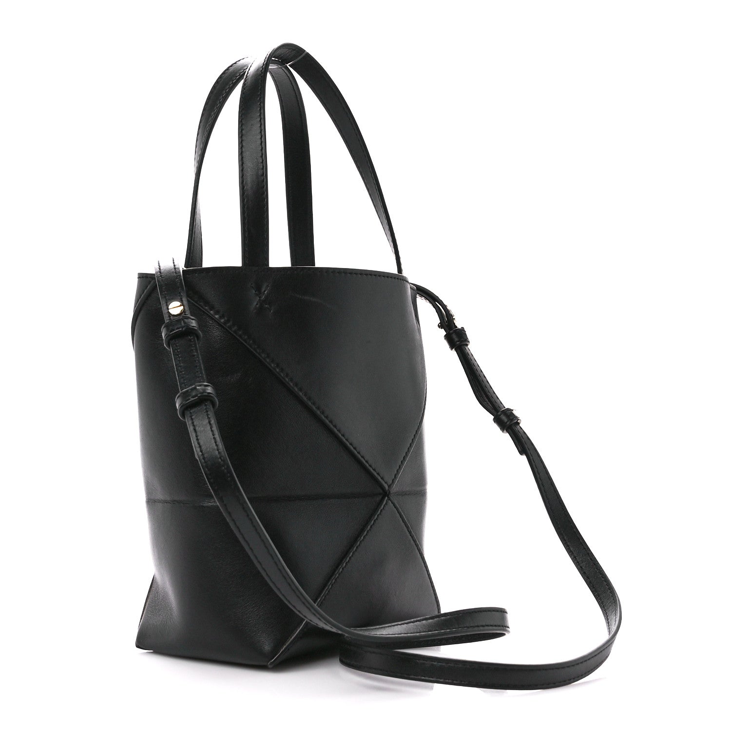 Loewe Shiny Calfskin Mini Puzzle Fold Tote Black 3 of 13