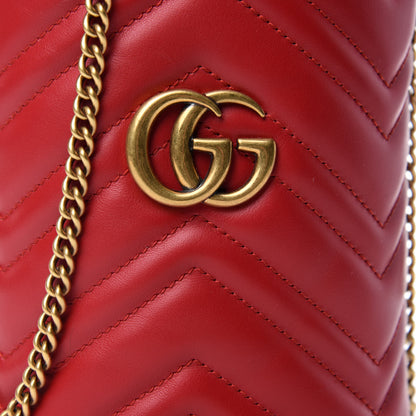 Gucci Calfskin Matelasse Mini GG Marmont 2.0 Bucket Bag Hibiscus Red 10 of 11