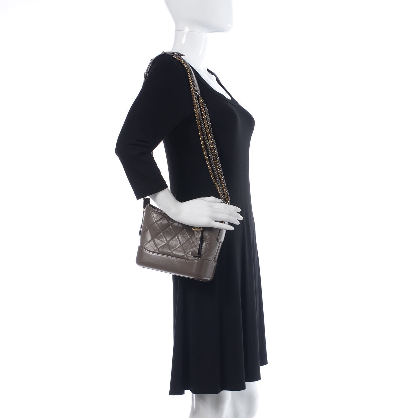 Aged Calfskin Quilted Small Gabrielle Hobo Grey