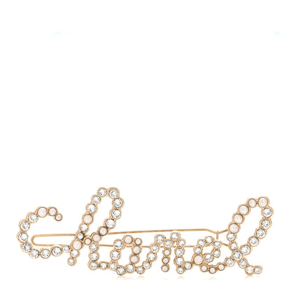 Chanel Metal Glass Swirling Pearls Hair Clip Gold 1 of 3