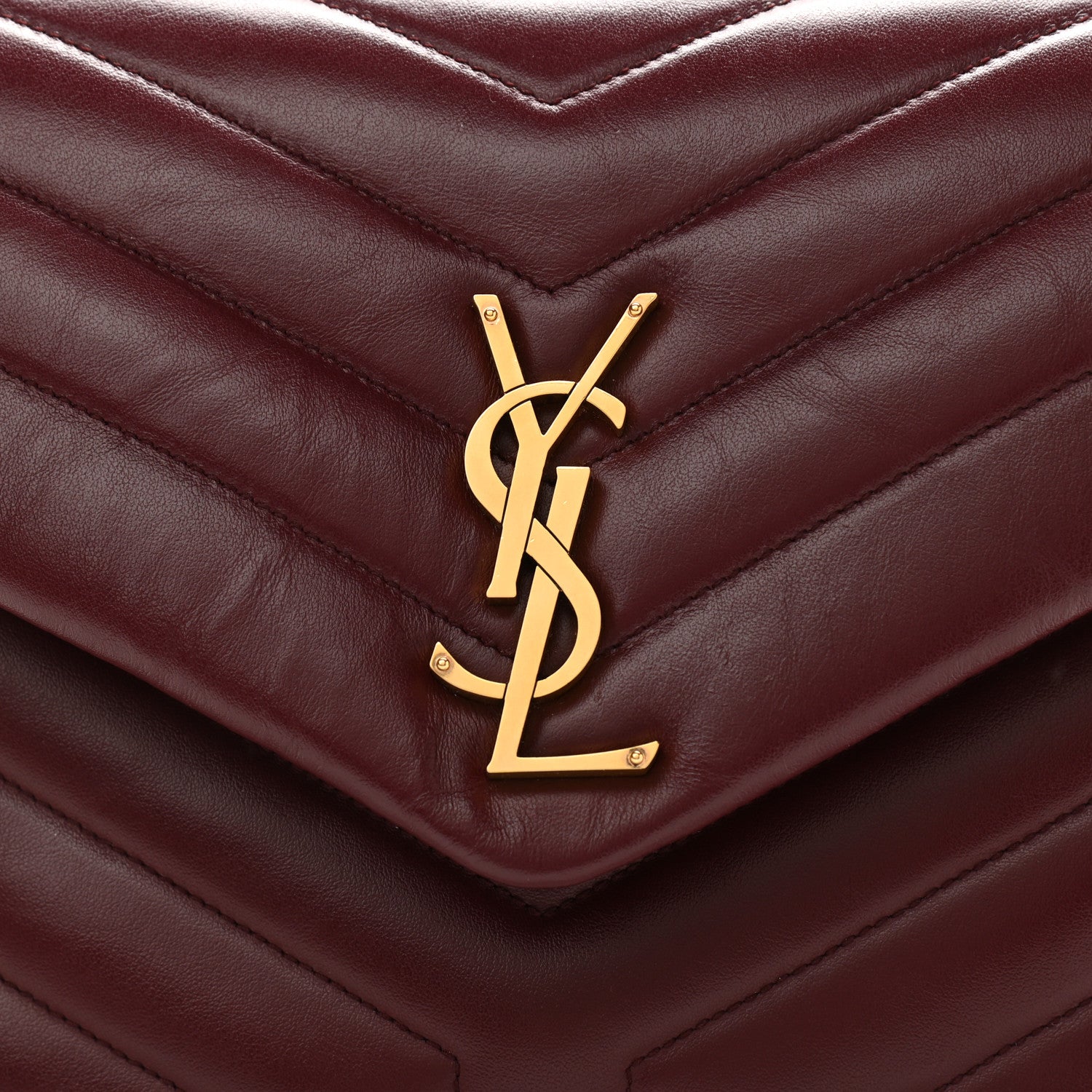 Saint Laurent Calfskin Y Quilted Monogram Medium Loulou Chain Satchel Rouge Legion 9 of 12