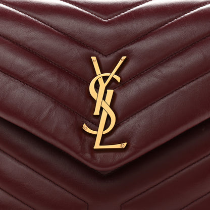 Saint Laurent Calfskin Y Quilted Monogram Medium Loulou Chain Satchel Rouge Legion 9 of 12
