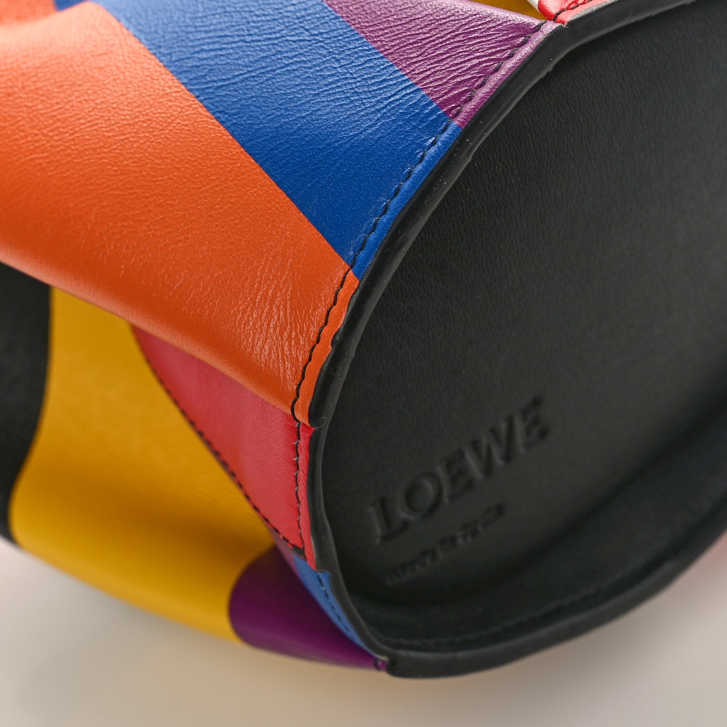 Calfskin Mini Striped Elephant Crossbody Bag Multicolor