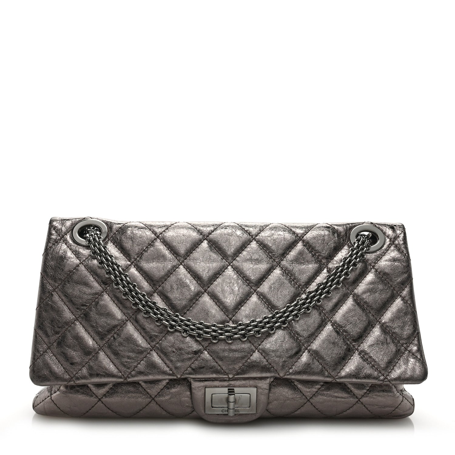 Chanel Metallic Aged Calfskin Quilted 2.55 Reissue 228 Flap Pewter 1 of 10