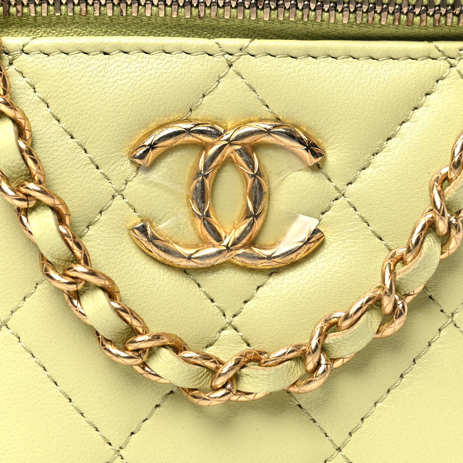 Chanel Lambskin Quilted CC Mini Vanity Case With Chain Light Green 8 of 10