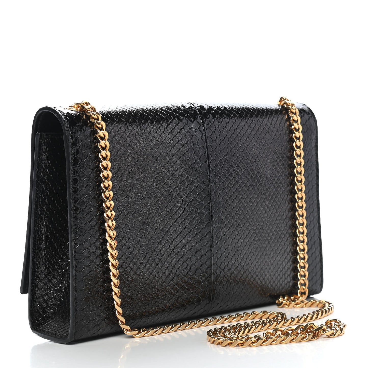 Metallic Python Embossed Medium Classic Monogram Kate Tassel Satchel Black