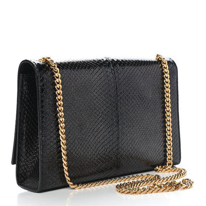 Saint Laurent Metallic Python Embossed Medium Classic Monogram Kate Tassel Satchel Black 3 of 9